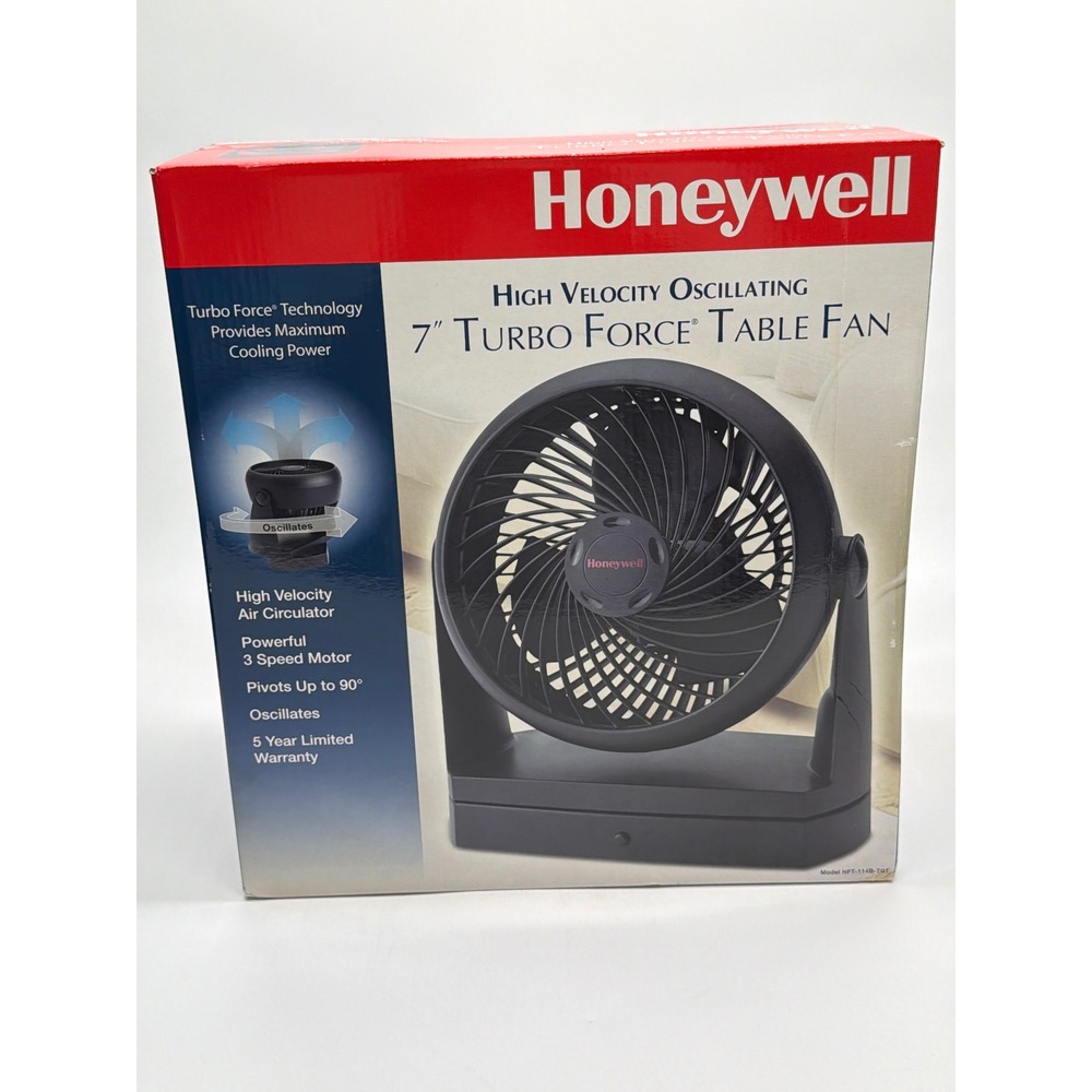 Honeywell 7 Inch Turbo Force Oscillating Table Fan Black HFT-114B-TGT New